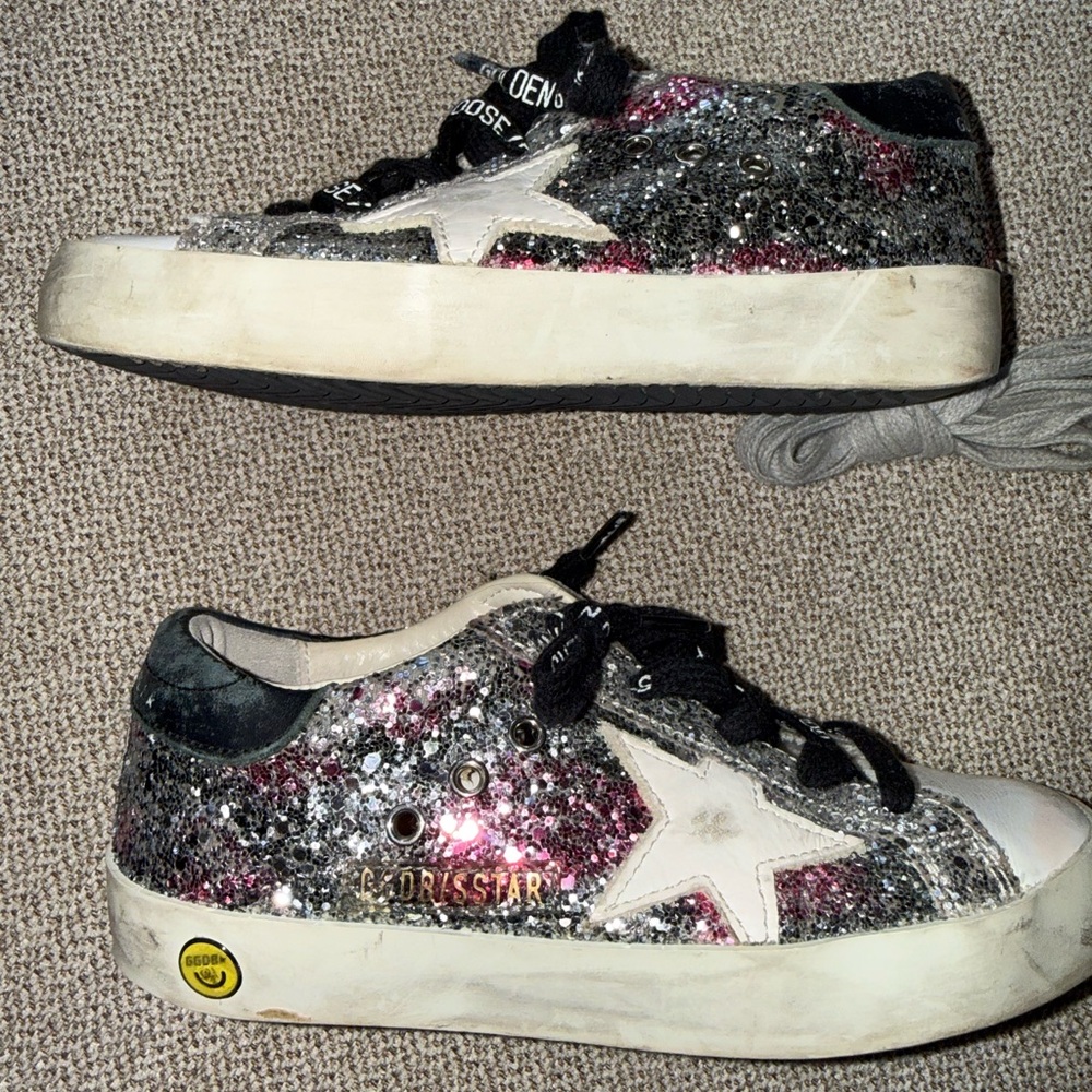 Golden Goose Kids Glitter Sneakers - Black, Pink, and White